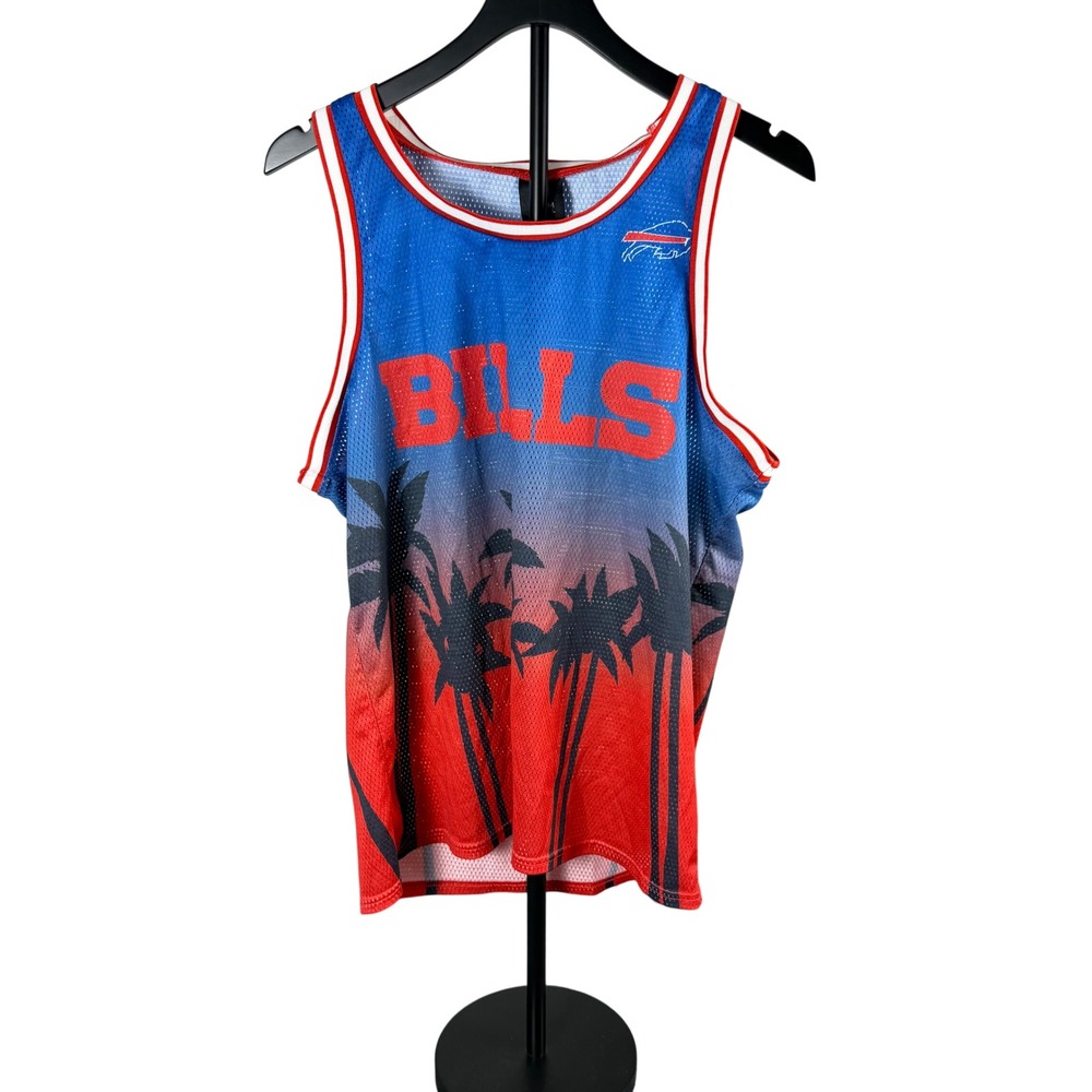 NFL Team Apparel Buffalo Bills Mesh Tank Top Blue Red Palm Trees Mens Medium
